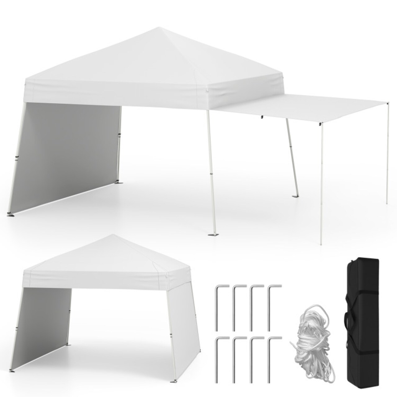 Pop-Up Canopy Tent 14’ x 9.2’ with Sidewalls Convertible to Awning